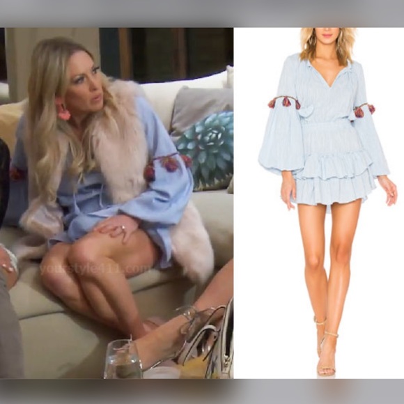 MISA Los Angeles Neila Balloon Sleeve Dress in Blue Size XS - Picture 6 of 11